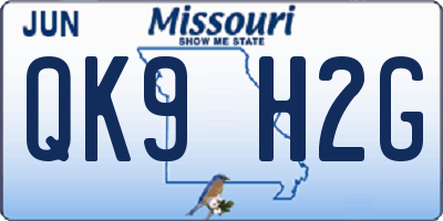 MO license plate QK9H2G