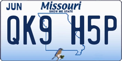 MO license plate QK9H5P