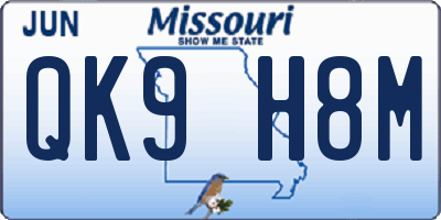 MO license plate QK9H8M
