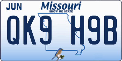 MO license plate QK9H9B