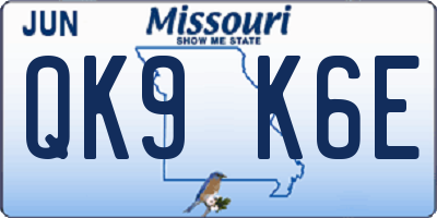 MO license plate QK9K6E