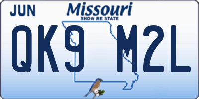 MO license plate QK9M2L