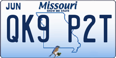 MO license plate QK9P2T