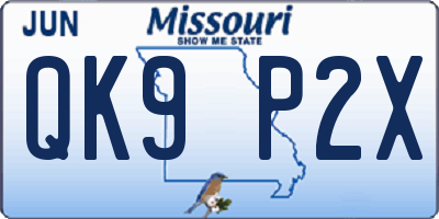 MO license plate QK9P2X