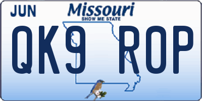 MO license plate QK9R0P