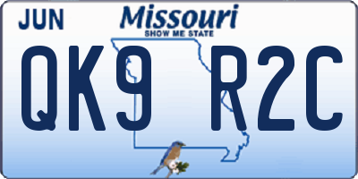 MO license plate QK9R2C
