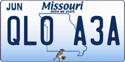 MO license plate QL0A3A