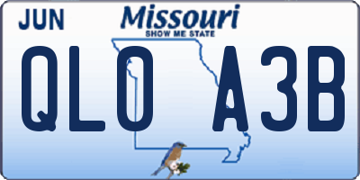MO license plate QL0A3B
