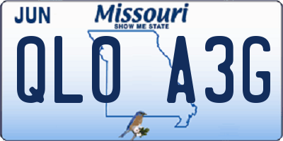 MO license plate QL0A3G