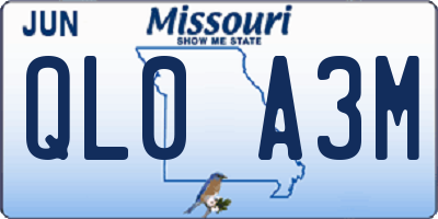 MO license plate QL0A3M