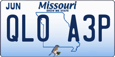 MO license plate QL0A3P