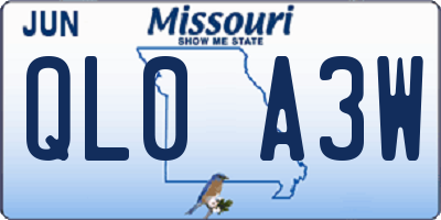 MO license plate QL0A3W