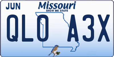 MO license plate QL0A3X