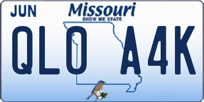 MO license plate QL0A4K