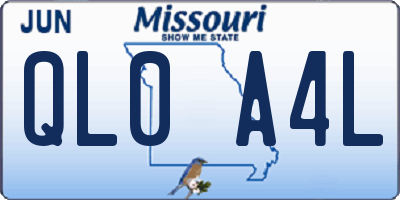 MO license plate QL0A4L