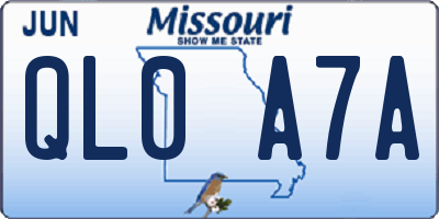MO license plate QL0A7A