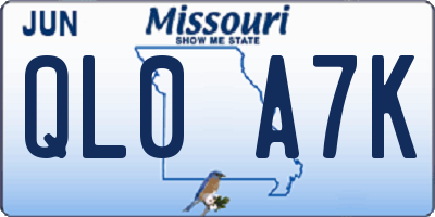 MO license plate QL0A7K