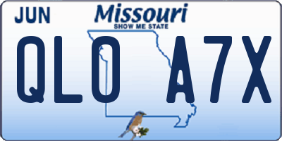 MO license plate QL0A7X