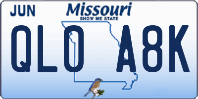 MO license plate QL0A8K