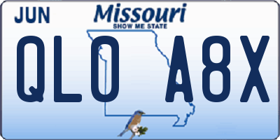 MO license plate QL0A8X