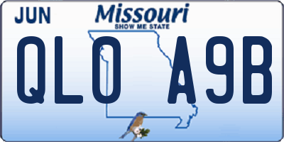 MO license plate QL0A9B