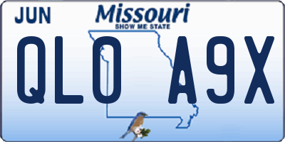 MO license plate QL0A9X