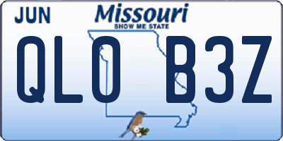 MO license plate QL0B3Z