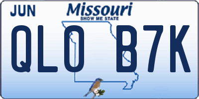 MO license plate QL0B7K