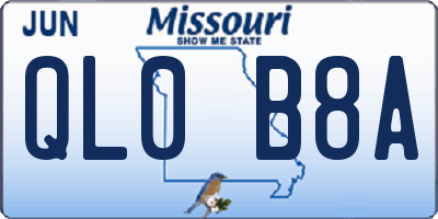 MO license plate QL0B8A