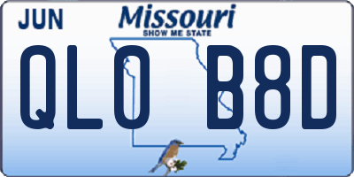 MO license plate QL0B8D