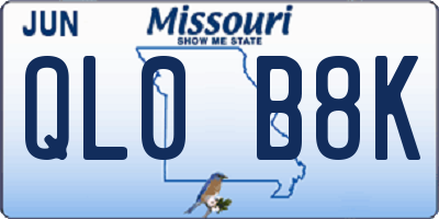 MO license plate QL0B8K