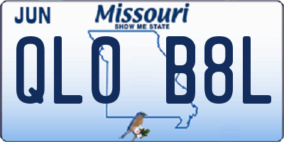 MO license plate QL0B8L