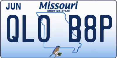 MO license plate QL0B8P