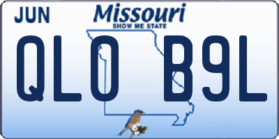 MO license plate QL0B9L