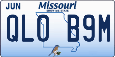 MO license plate QL0B9M