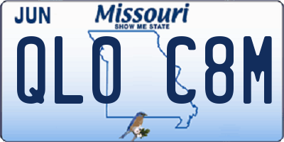 MO license plate QL0C8M