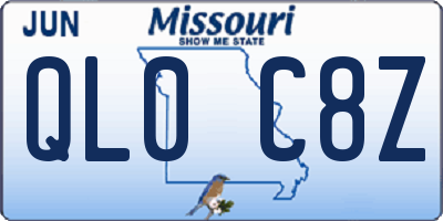 MO license plate QL0C8Z