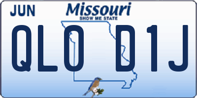 MO license plate QL0D1J