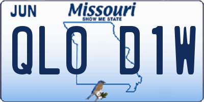 MO license plate QL0D1W