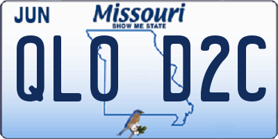 MO license plate QL0D2C