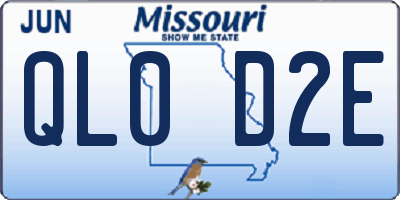 MO license plate QL0D2E