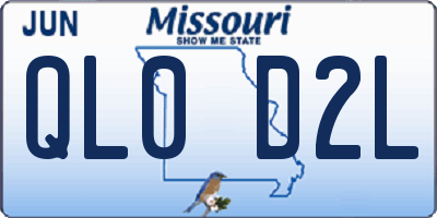 MO license plate QL0D2L