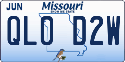 MO license plate QL0D2W