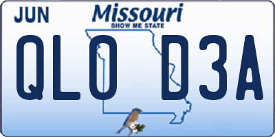 MO license plate QL0D3A