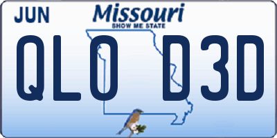 MO license plate QL0D3D