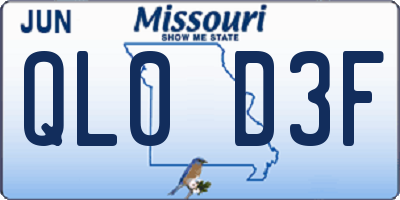 MO license plate QL0D3F