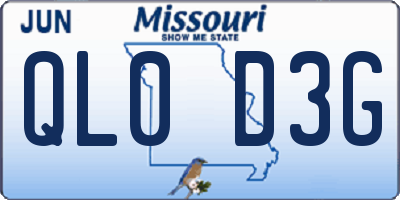 MO license plate QL0D3G