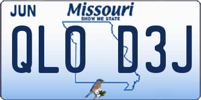 MO license plate QL0D3J