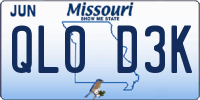 MO license plate QL0D3K