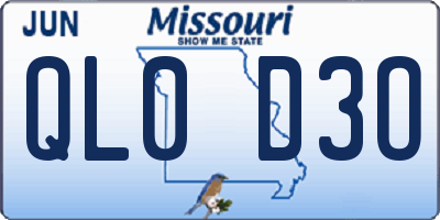 MO license plate QL0D3O